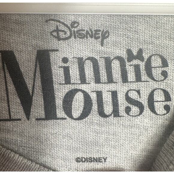 Disney Minnie Mouse Girls T-Shirt Gray Pink Polka Dot Bow L 10/12 Youth New - Picture 5 of 6